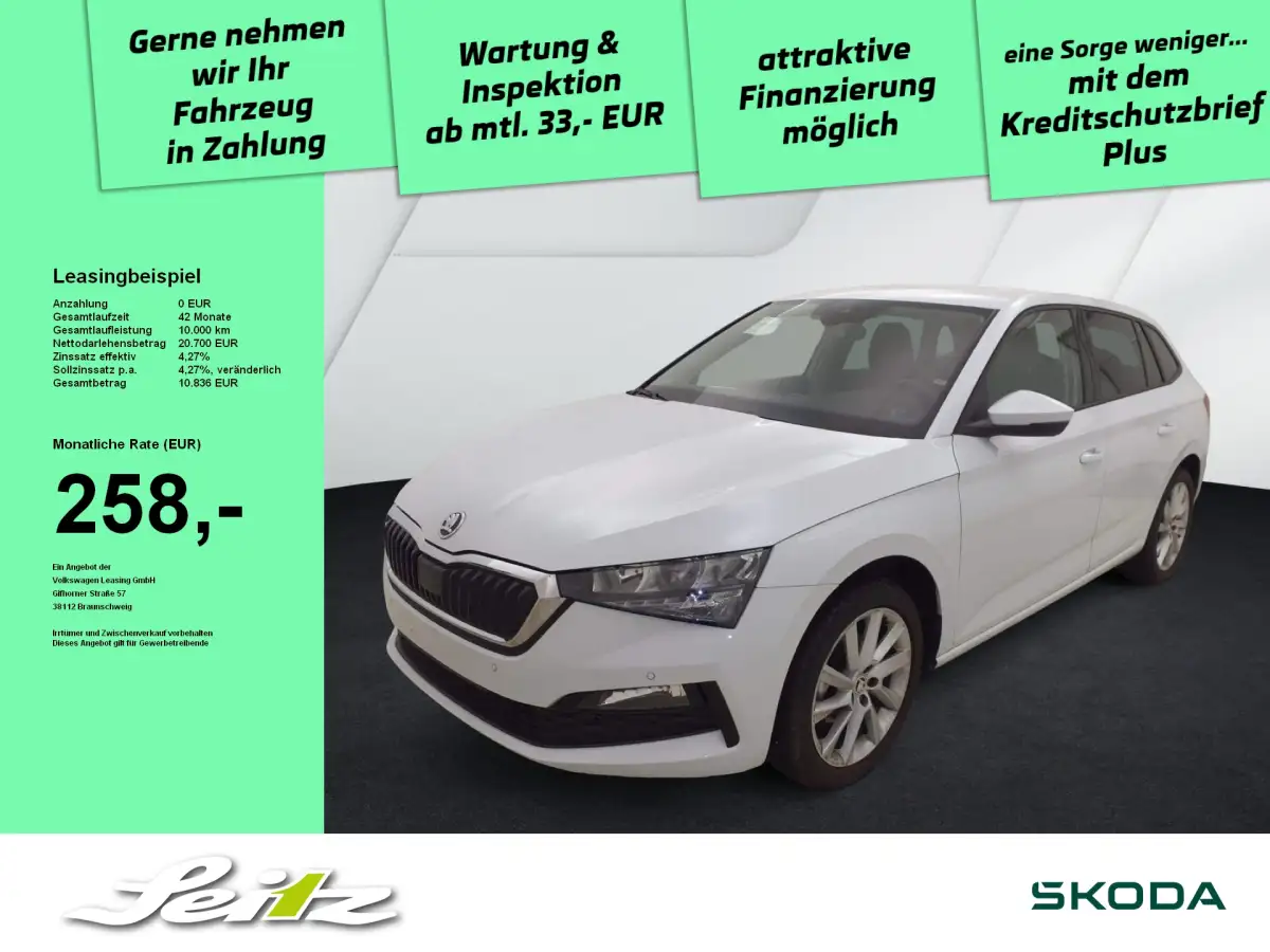 Skoda Scala, Limousine, Benzin, Schaltgetriebe, Weiß