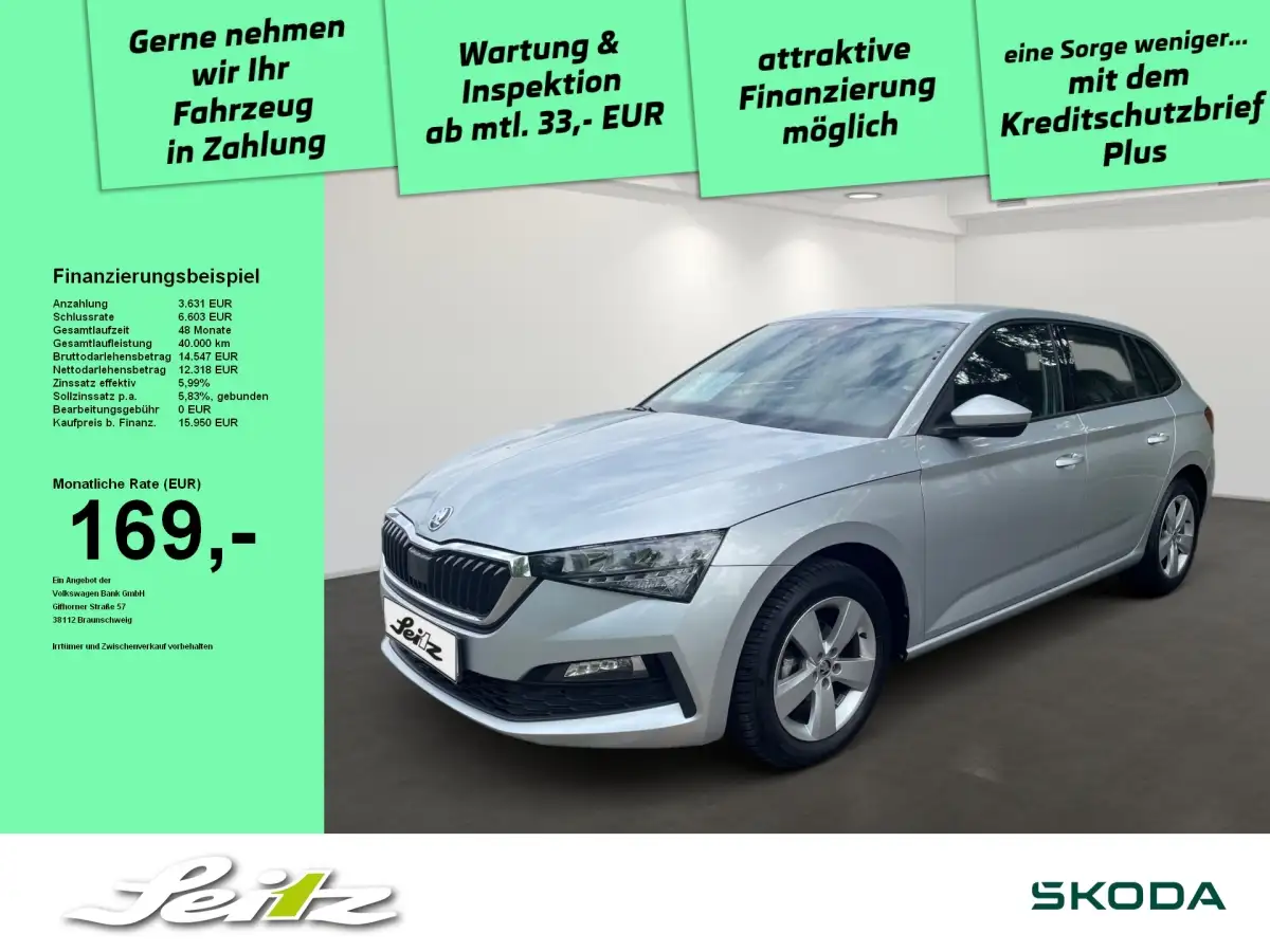 Skoda Scala, Limousine, Benzin, Schaltgetriebe, Silber
