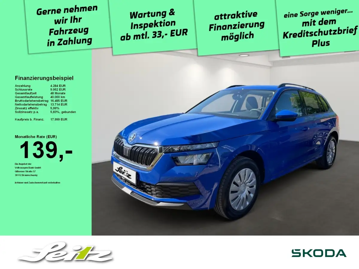 Skoda Kamiq, SUV/Geländewagen/Pickup, Benzin, Schaltgetriebe, Blau