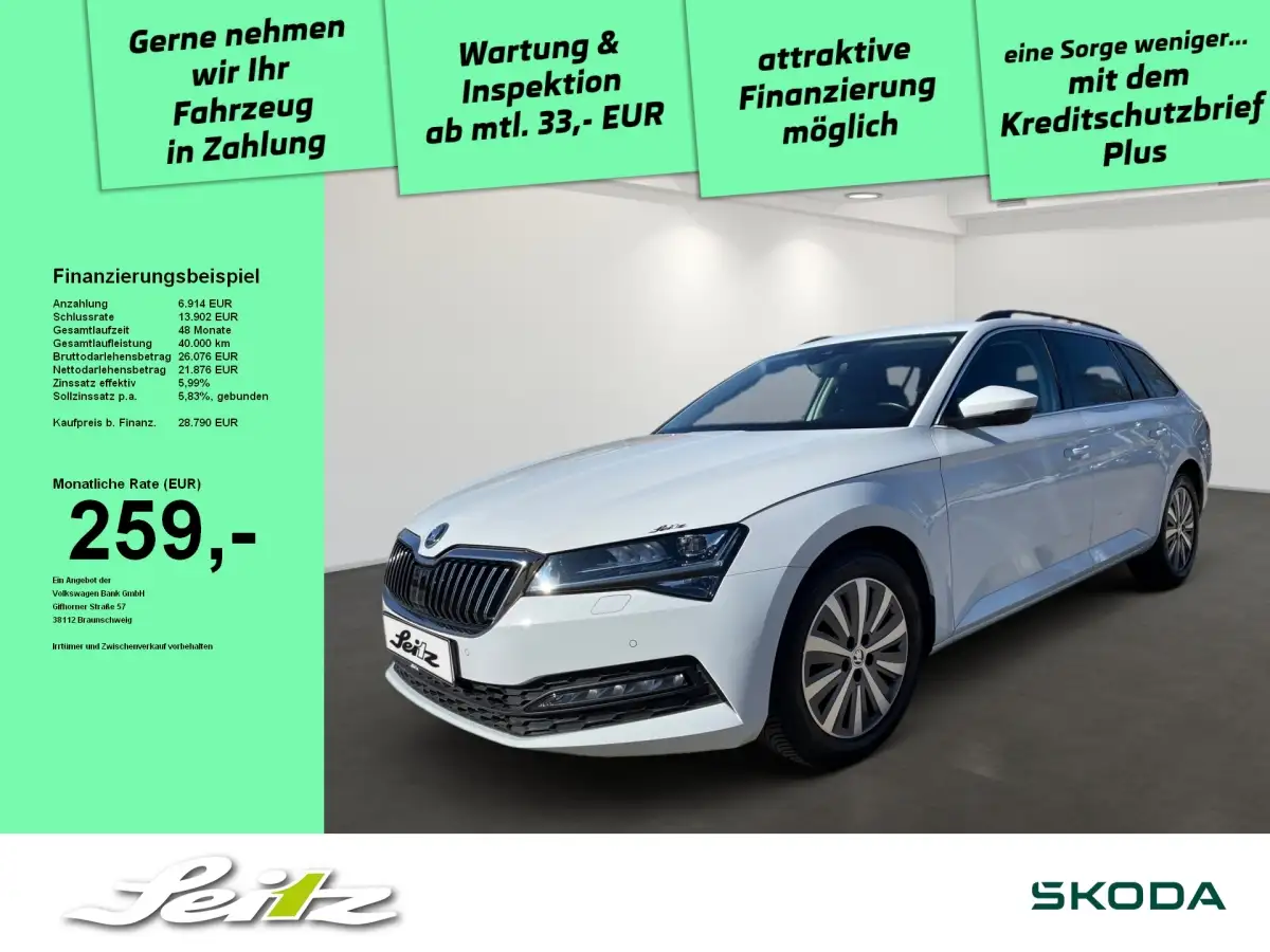 Skoda Superb, Kombi, Diesel, Automatik, Weiß