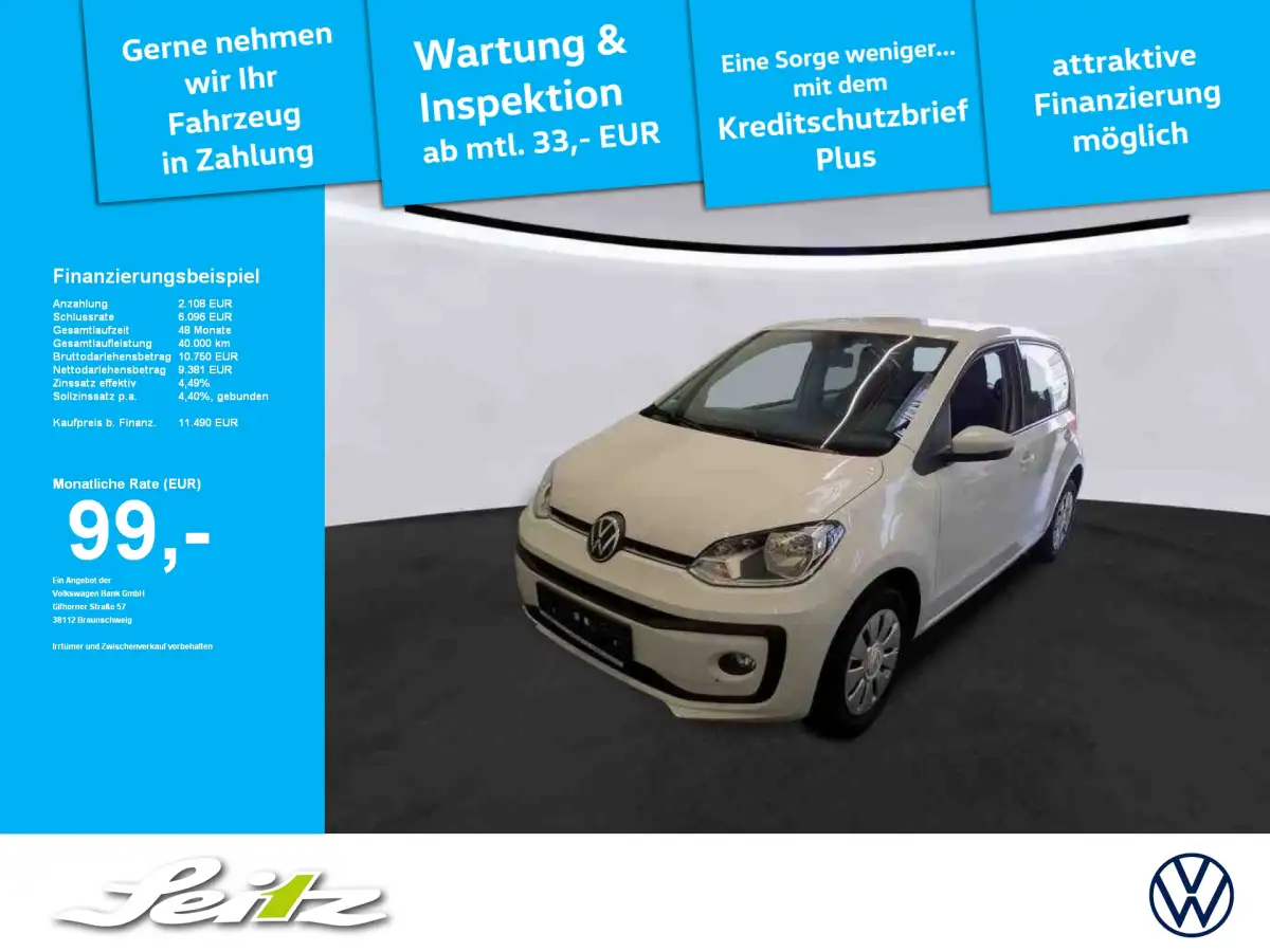Volkswagen up!, Limousine, Benzin, Schaltgetriebe, Weiß