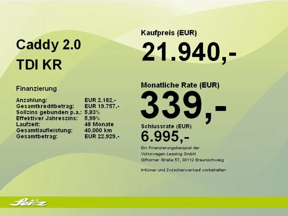 Volkswagen Caddy, Van/Kleinbus, Diesel, Schaltgetriebe, Schwarz