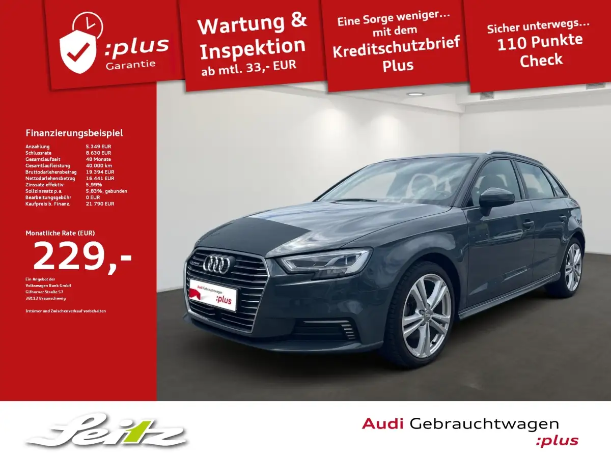 Audi A3, Limousine, Hybrid (Benzin/Elektro), Automatik, Grau