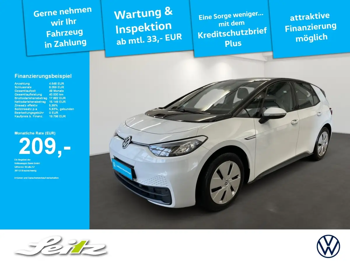 Volkswagen ID.3, Limousine, Elektro, Automatik, Weiß