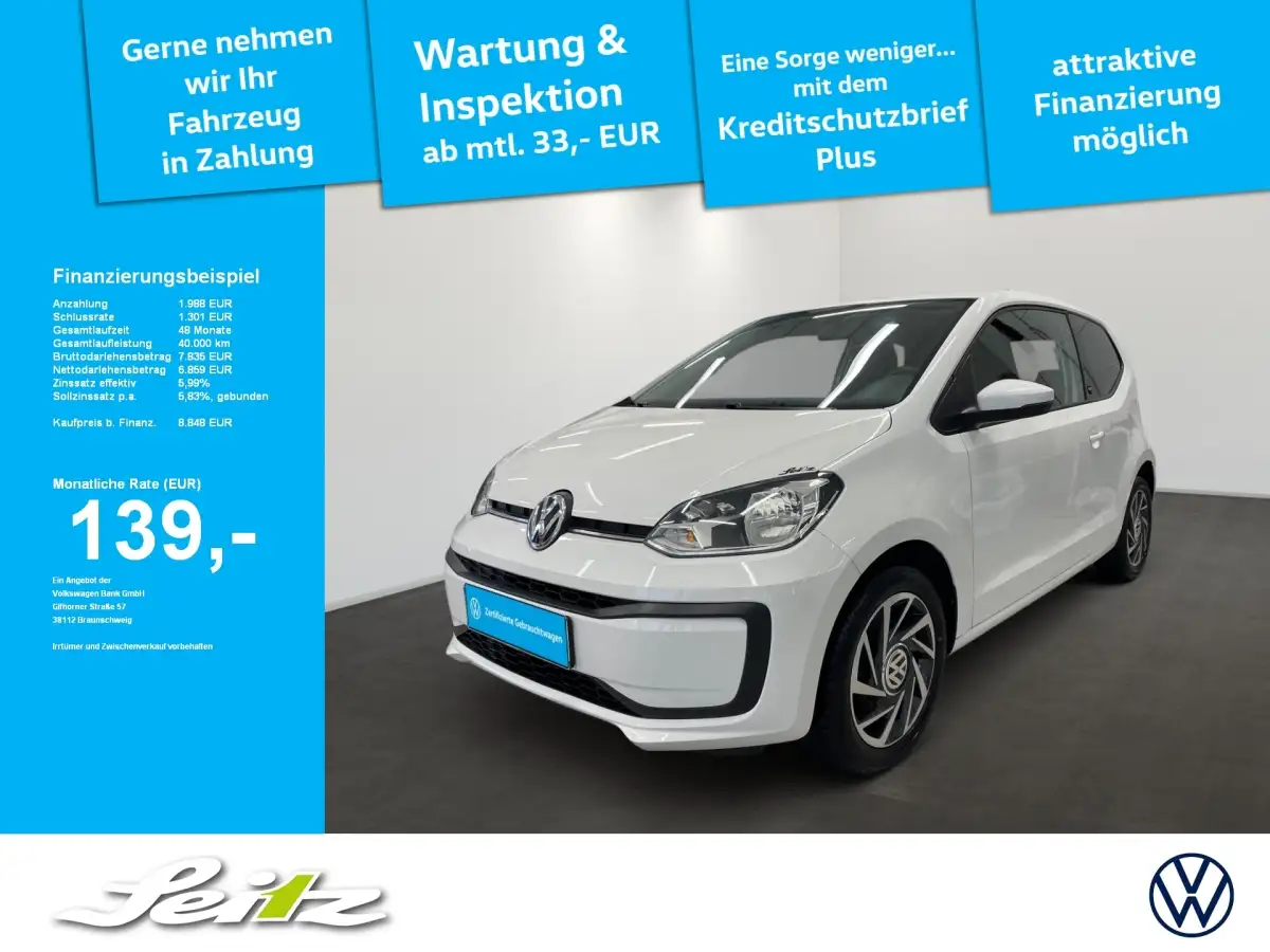 Volkswagen up!, Limousine, Benzin, Schaltgetriebe, Weiß