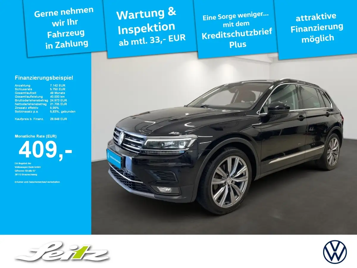 Volkswagen Tiguan, SUV/Geländewagen/Pickup, Diesel, Automatik, Schwarz