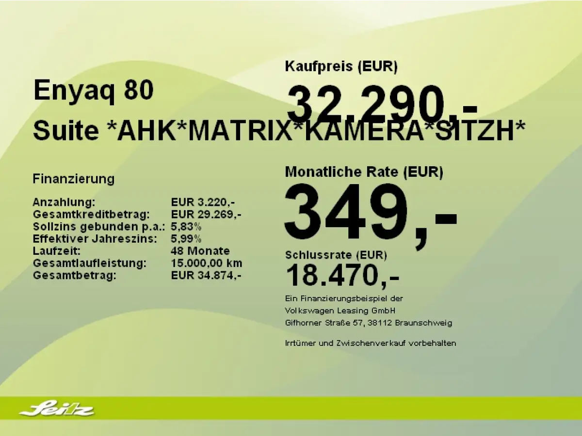 Skoda Enyaq, SUV/Geländewagen/Pickup, Elektro, Automatik, Schwarz
