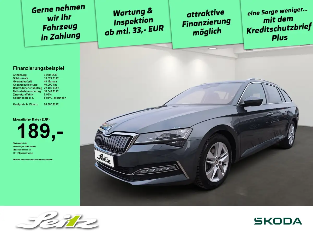Skoda Superb, Kombi, Hybrid (Benzin/Elektro), Automatik, Grau
