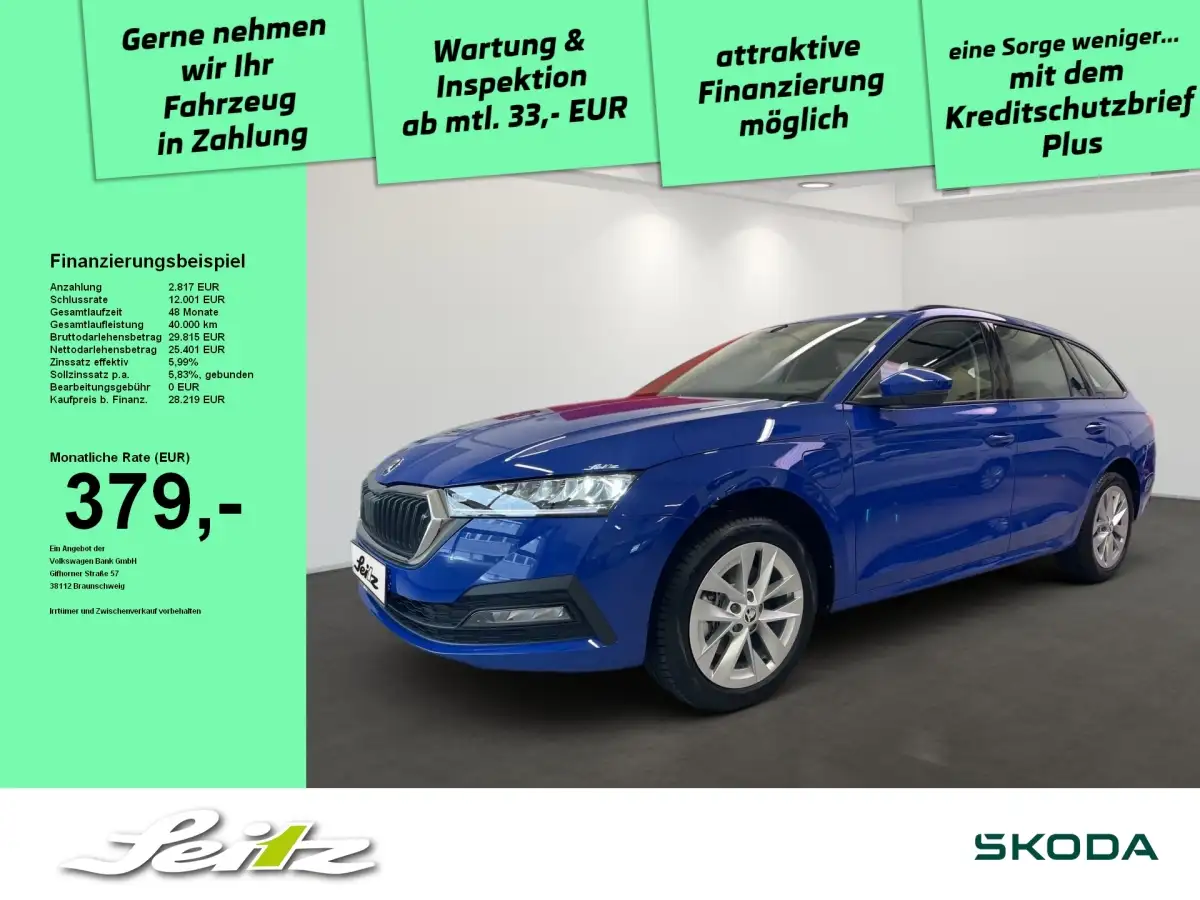 Skoda Octavia, Kombi, Hybrid (Benzin/Elektro), Automatik, Blau