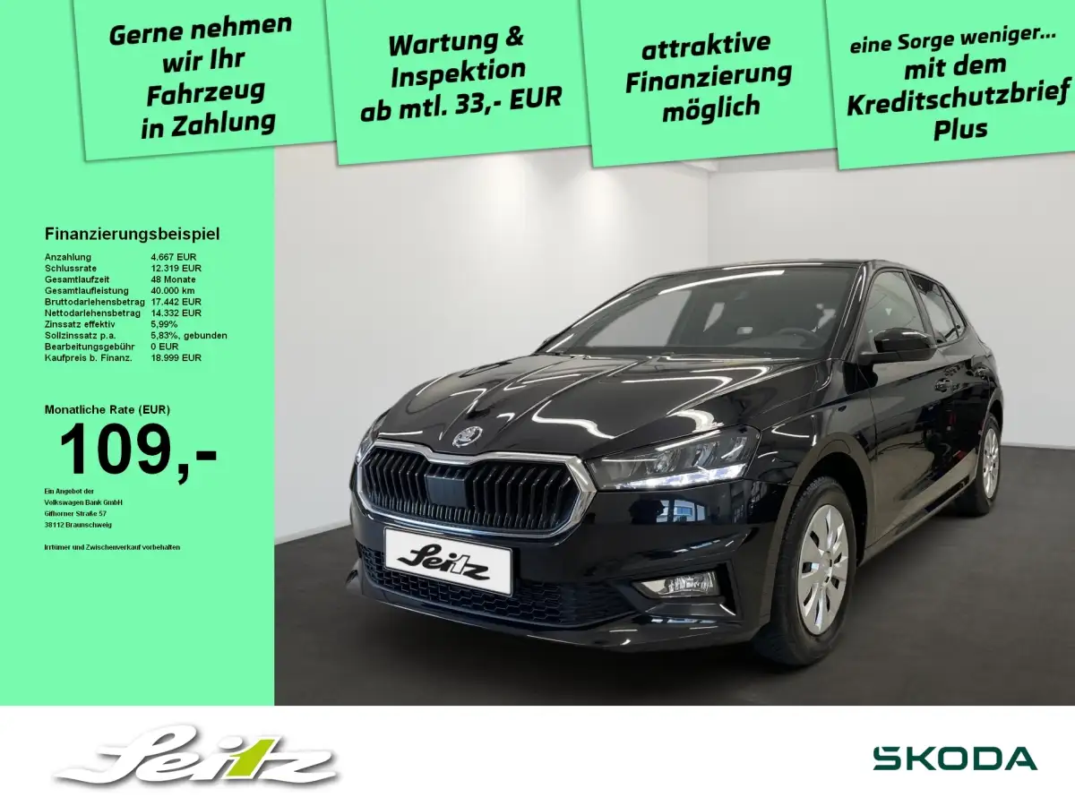 Skoda Fabia, Limousine, Benzin, Schaltgetriebe, Schwarz