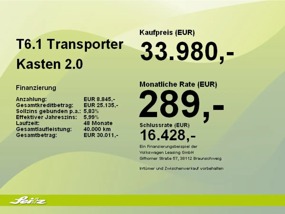 Volkswagen T6 Transporter, Kastenwagen, Diesel, Schaltgetriebe, Weiß