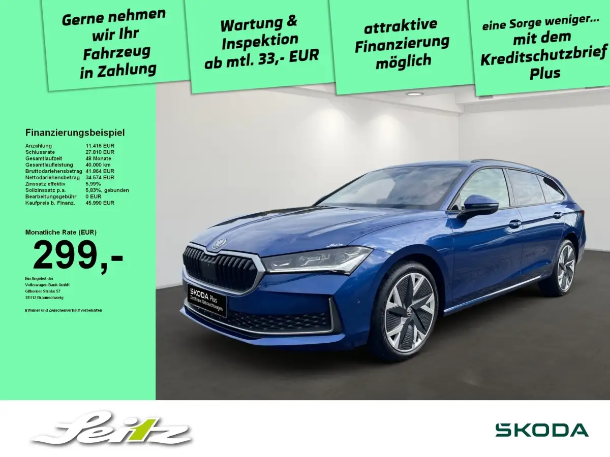 Skoda Superb, Kombi, Diesel, Automatik, Blau