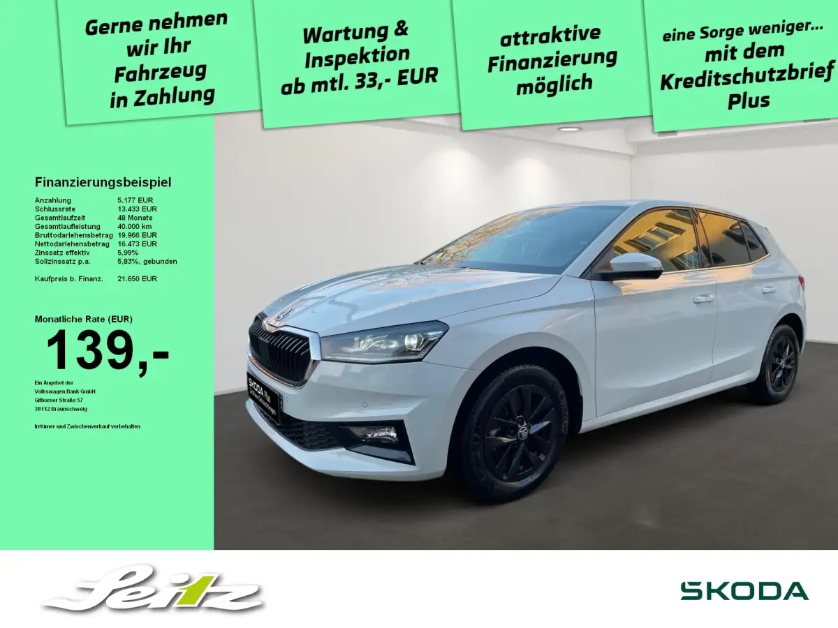Skoda Fabia, Limousine, Benzin, Automatik, Weiß