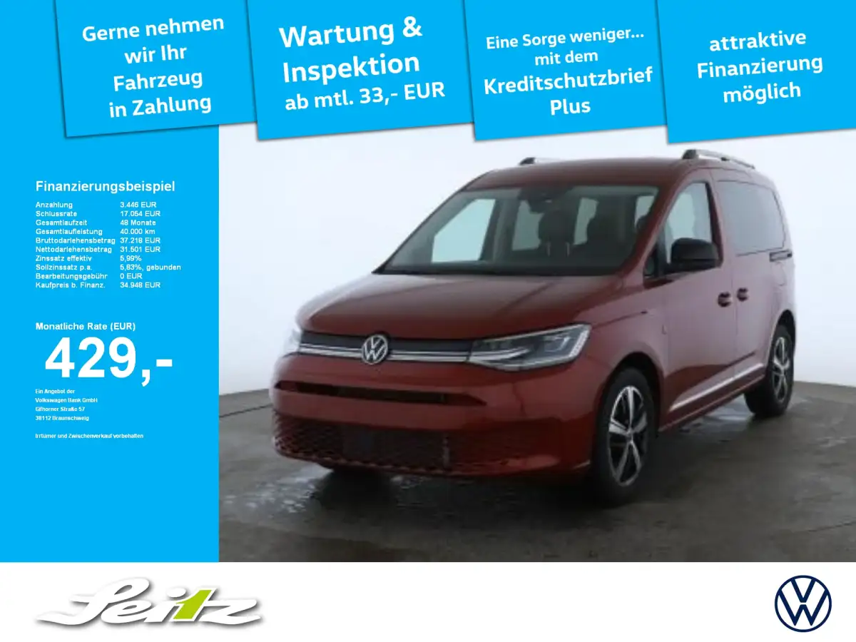Volkswagen Caddy, Van/Kleinbus, Benzin, Schaltgetriebe, Rot