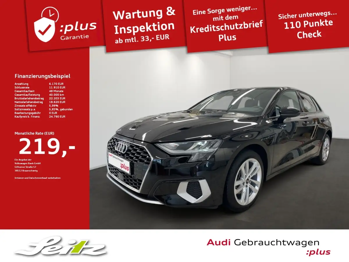 Audi A3, Limousine, Hybrid (Benzin/Elektro), Automatik, Schwarz