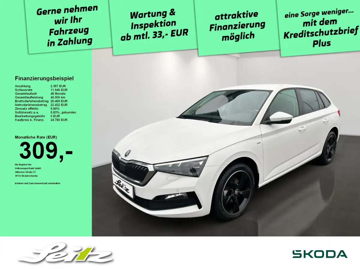 Skoda Scala, Limousine, Benzin, Schaltgetriebe, Weiß
